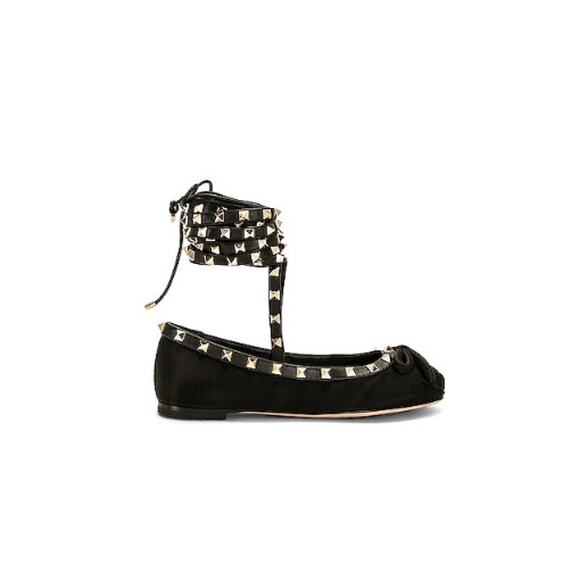 VALENTINO GARAVANI Black Rockstud Ballerina Flat Nero 38.5 - Picture 1 of 15